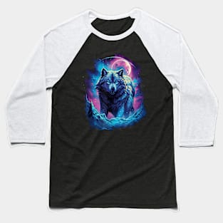 Lone Wolf Howling on Moon - Funny Wolves Baseball T-Shirt